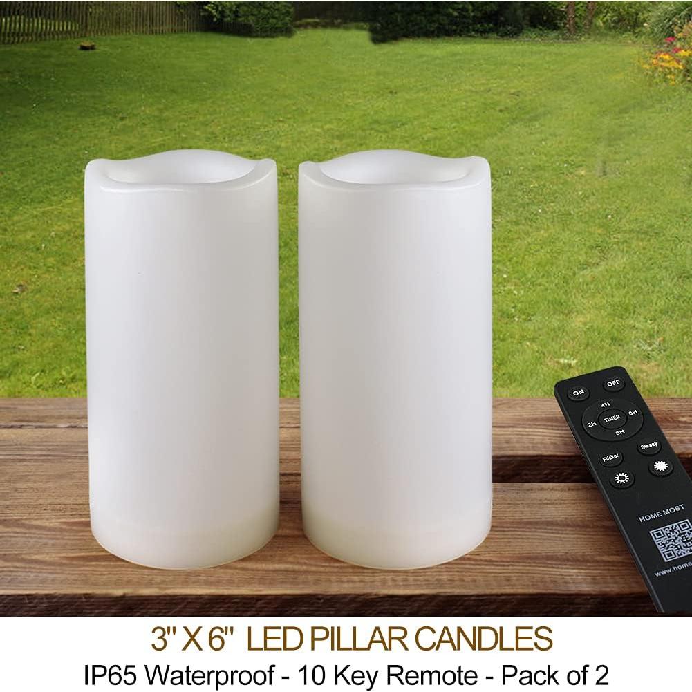 Paquete de 2 Velas de Pilar LED Blancas 3x15 cm IP65