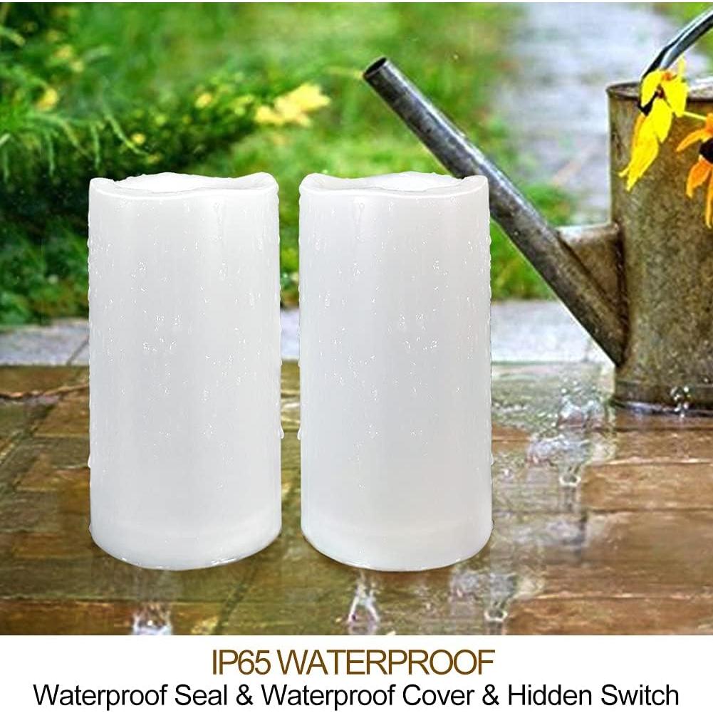 Paquete de 2 Velas de Pilar LED Blancas 3x15 cm IP65