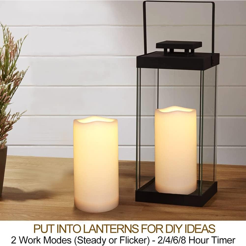 Paquete de 2 Velas de Pilar LED Blancas 3x15 cm IP65