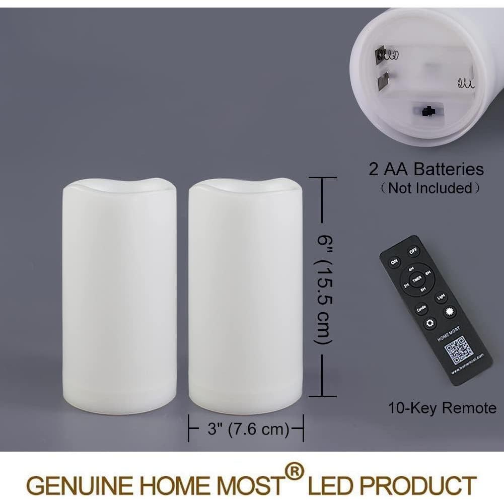 Paquete de 2 Velas de Pilar LED Blancas 3x15 cm IP65