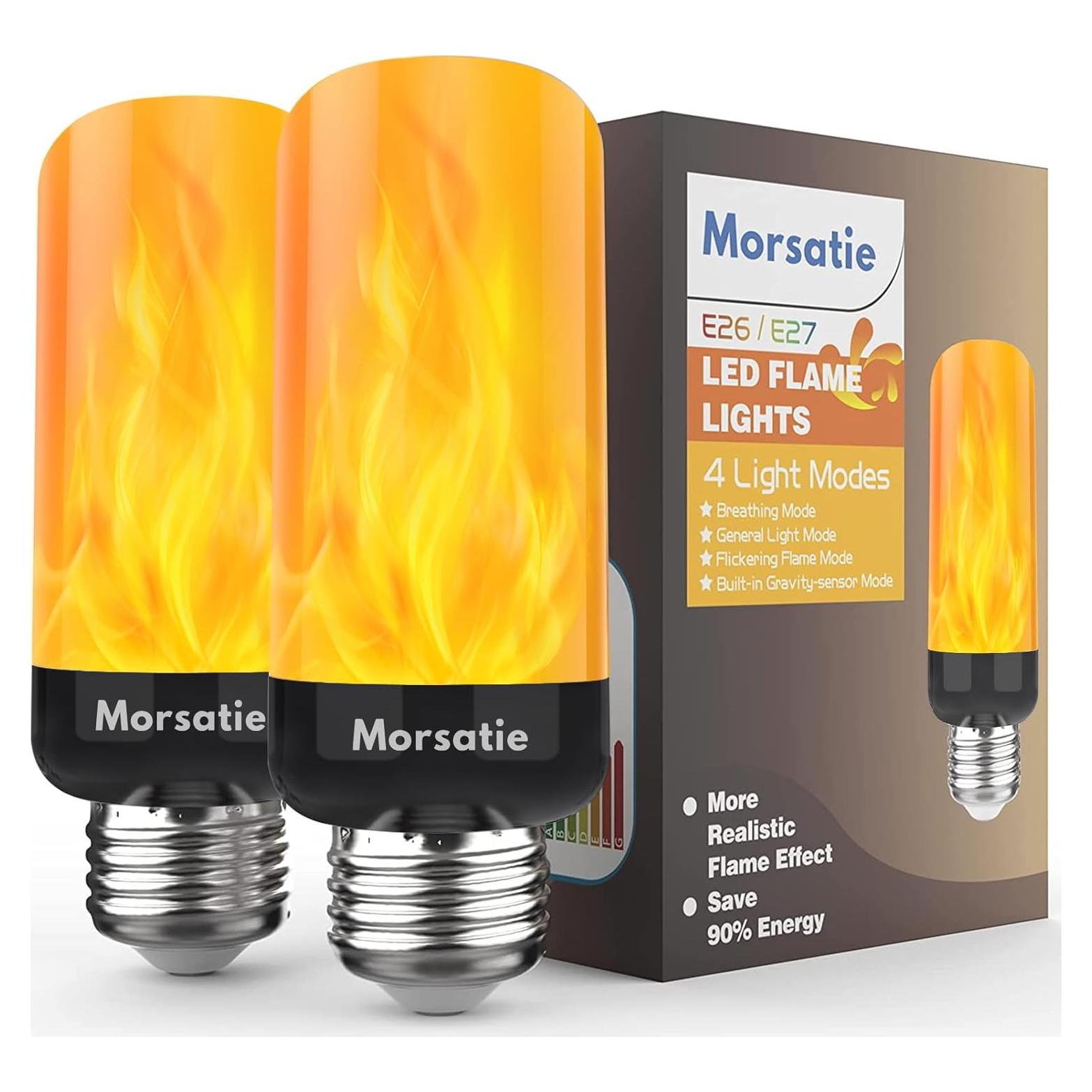 Bombillas LED de Llama Morsatie E26 2 Paquete - Efecto Realista