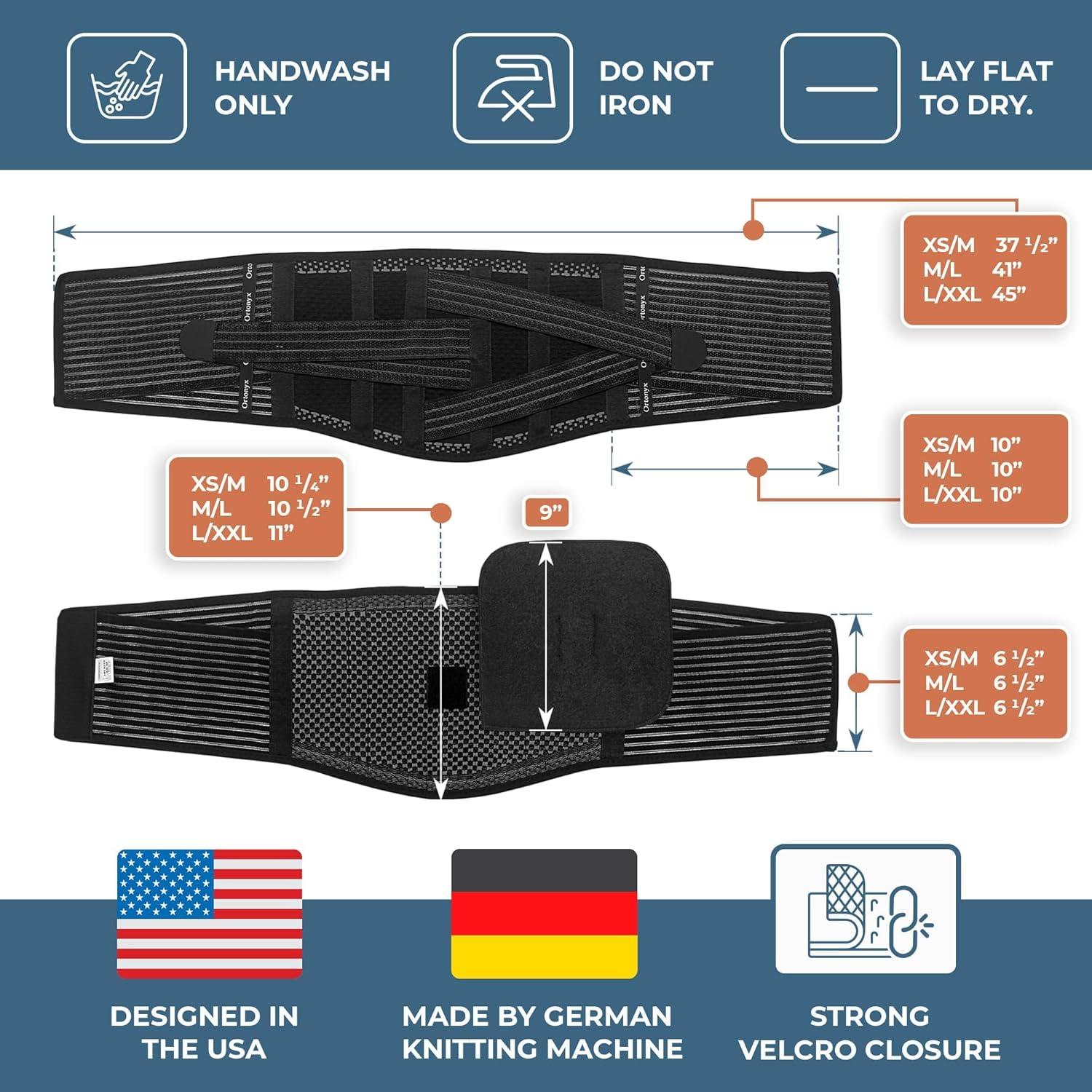 Faja de Soporte Lumbar ORTONYX para Espalda Baja - Negro XS-S