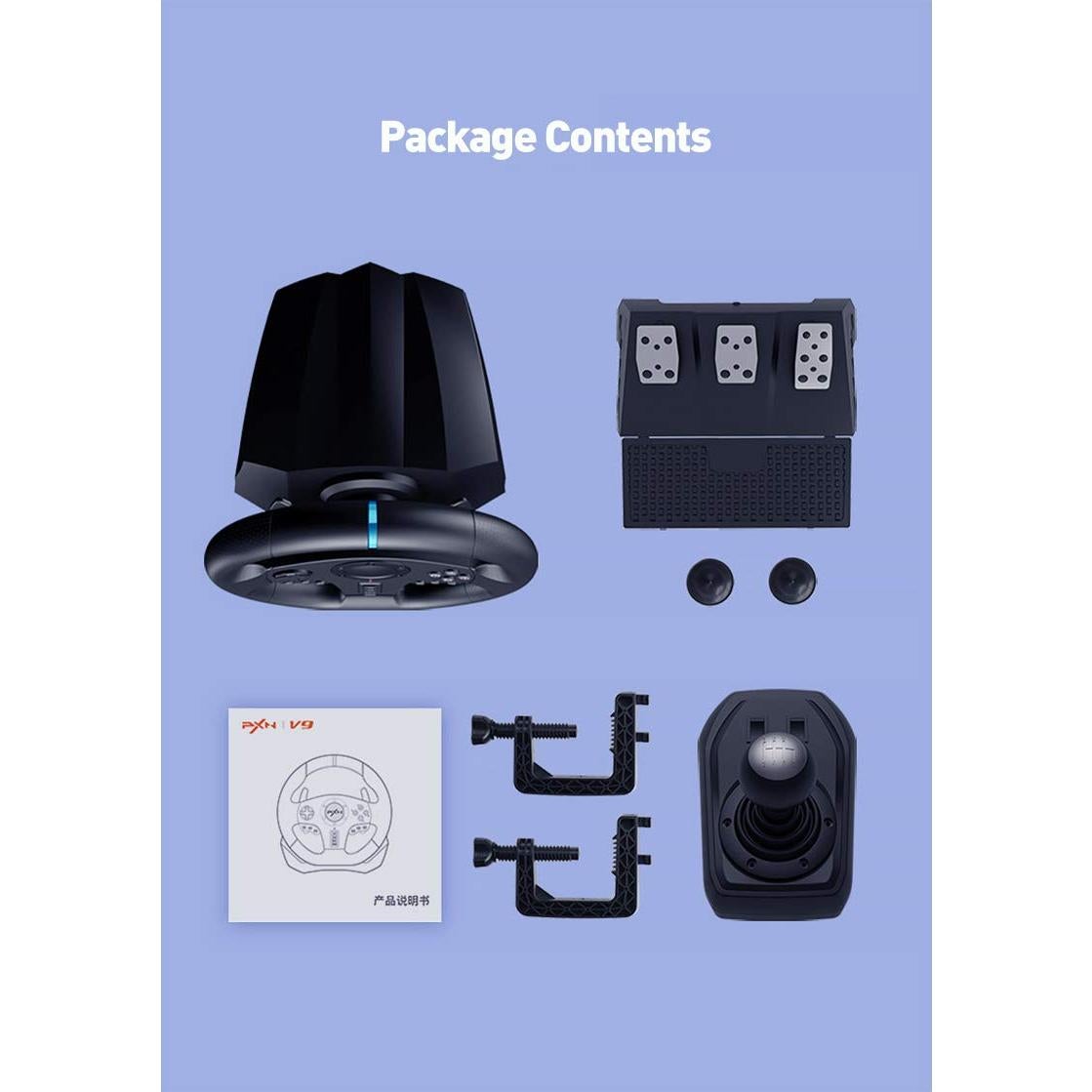 Volante de Juego PXN V9 con Pedales y Palanca de Cambios