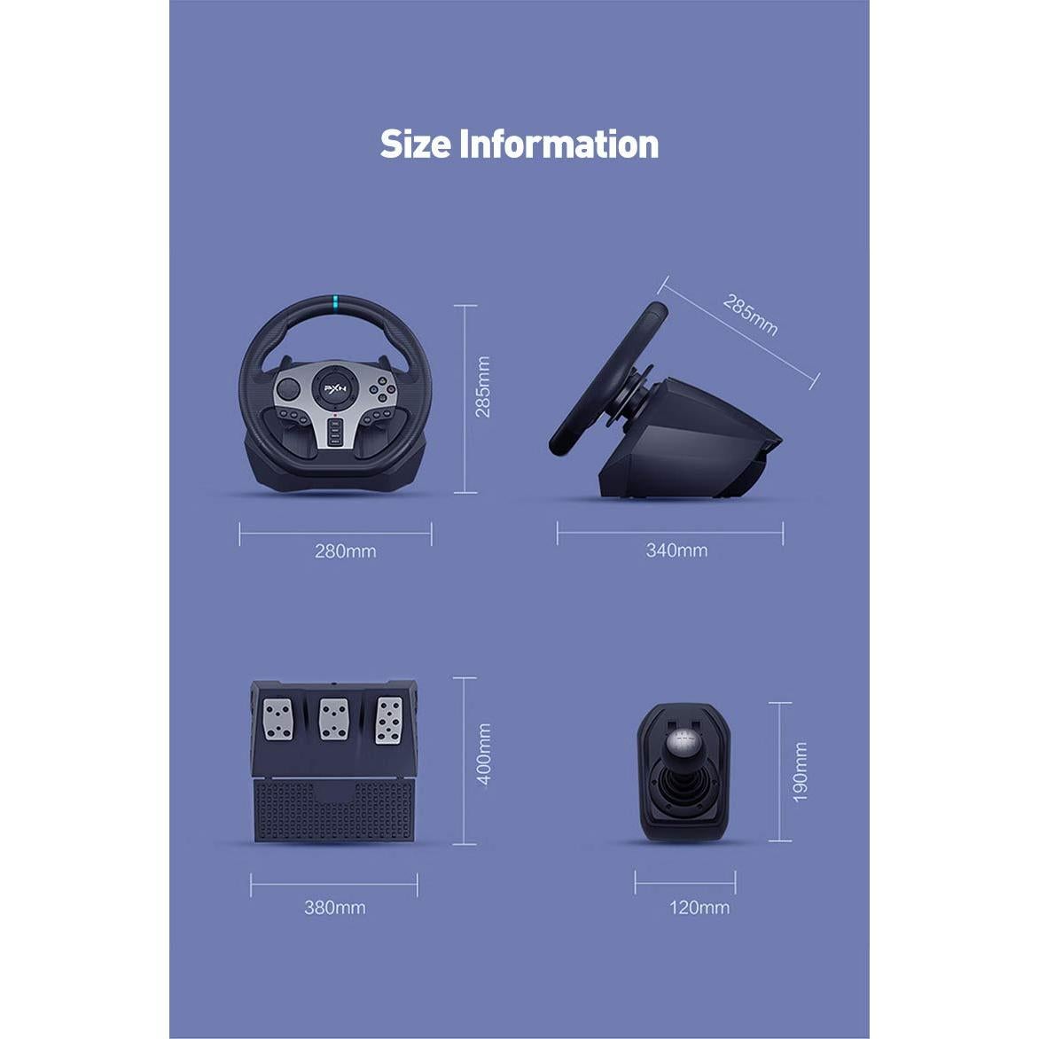 Volante de Juego PXN V9 con Pedales y Palanca de Cambios