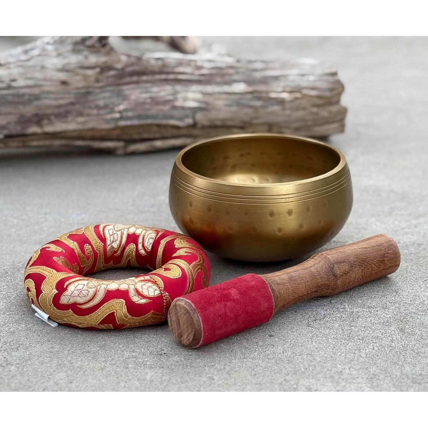 Cuenco Cantante Tibetano DharmaObjects Mediano con Martillo y Cojín