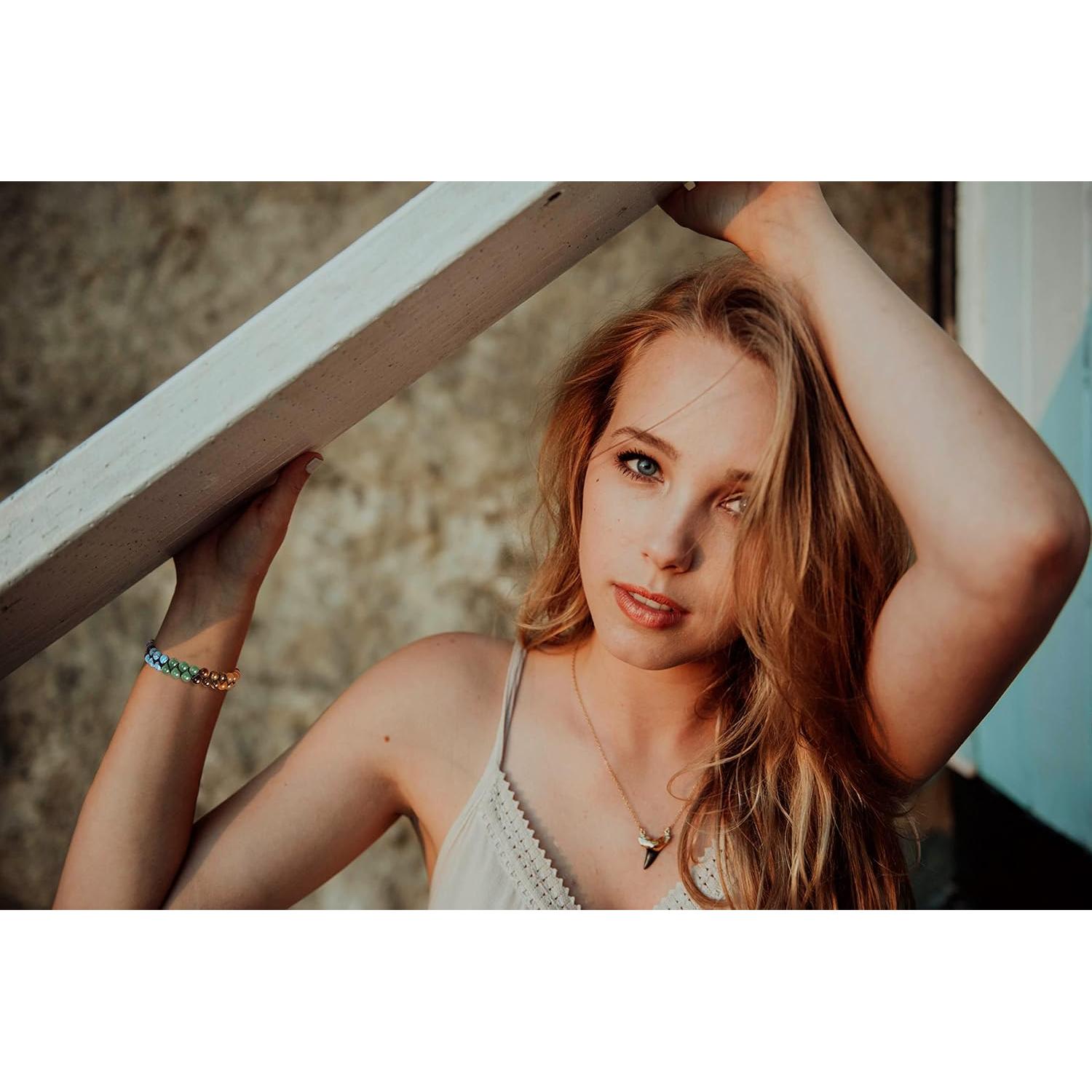 Pulsera de Chakra Top Plaza 7 piedras curativas 16.5-24.1 cm