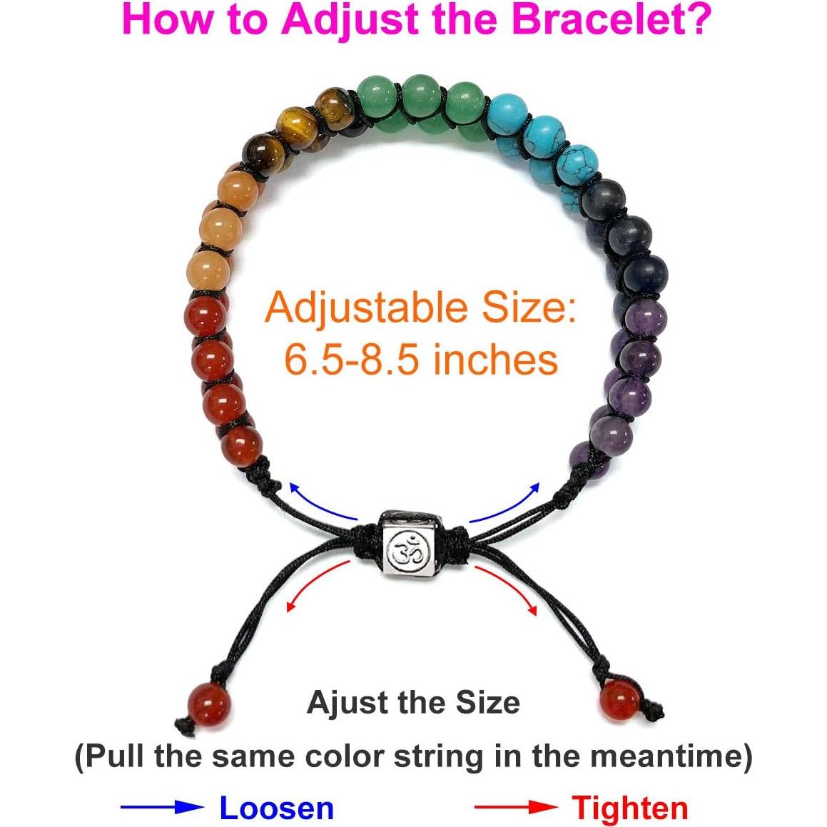 Pulsera de Chakra Top Plaza 7 piedras curativas 16.5-24.1 cm