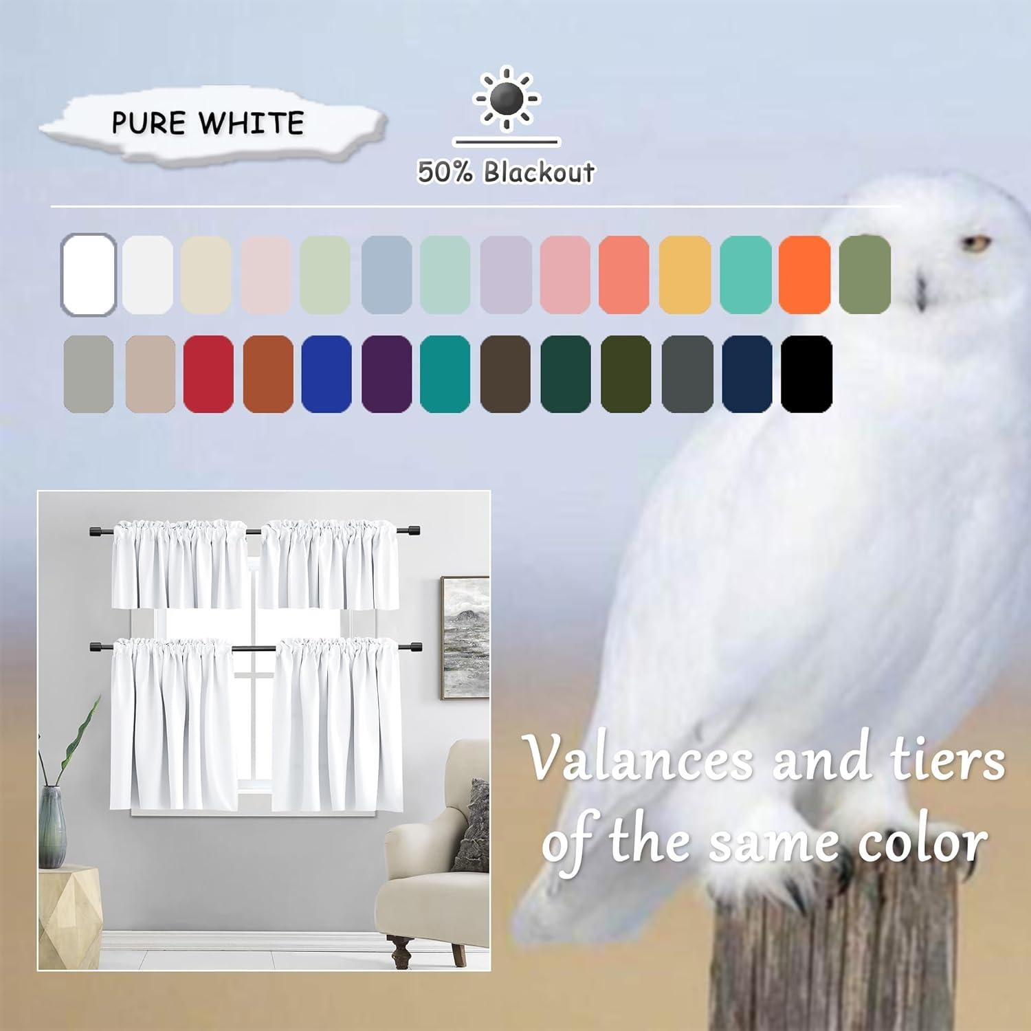 Cortinas Opacas DONREN 30x30 cm para Cocina - 2 Paneles