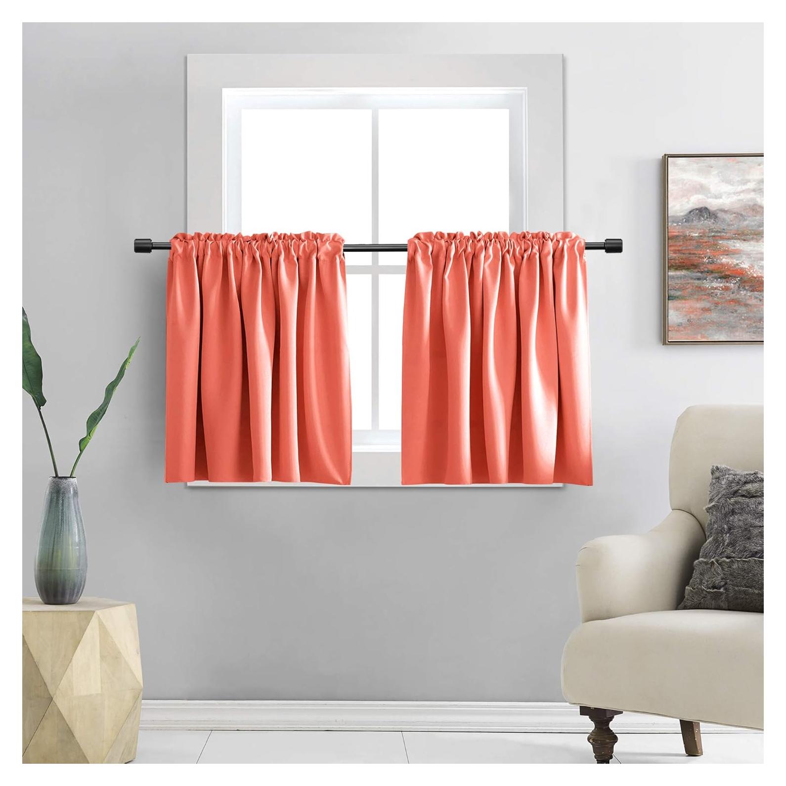 Cortinas Opacas DONREN Coral 30x60 cm 2 Paneles para Cocina