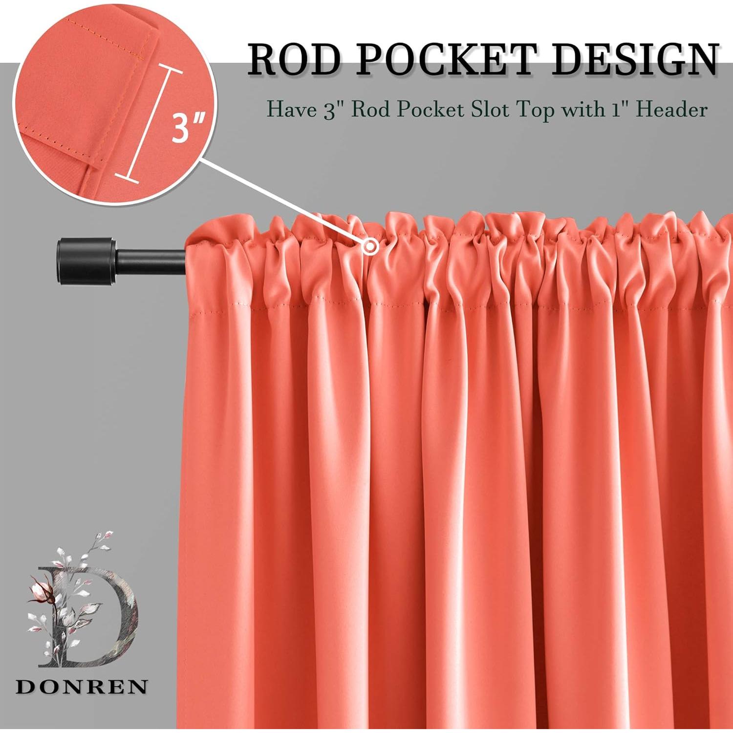 Cortinas Opacas DONREN Coral 30x60 cm 2 Paneles para Cocina