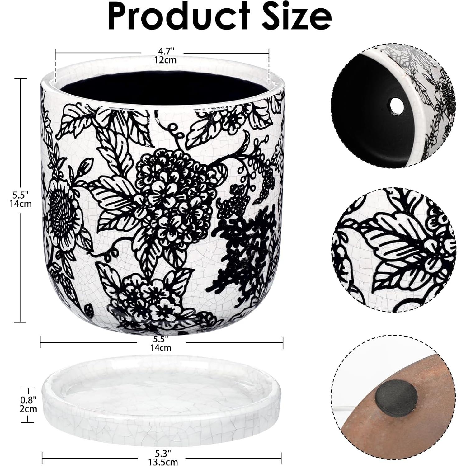 Maceta de Cerámica Vintage Villa Como 22.86 cm Verde y Blanco