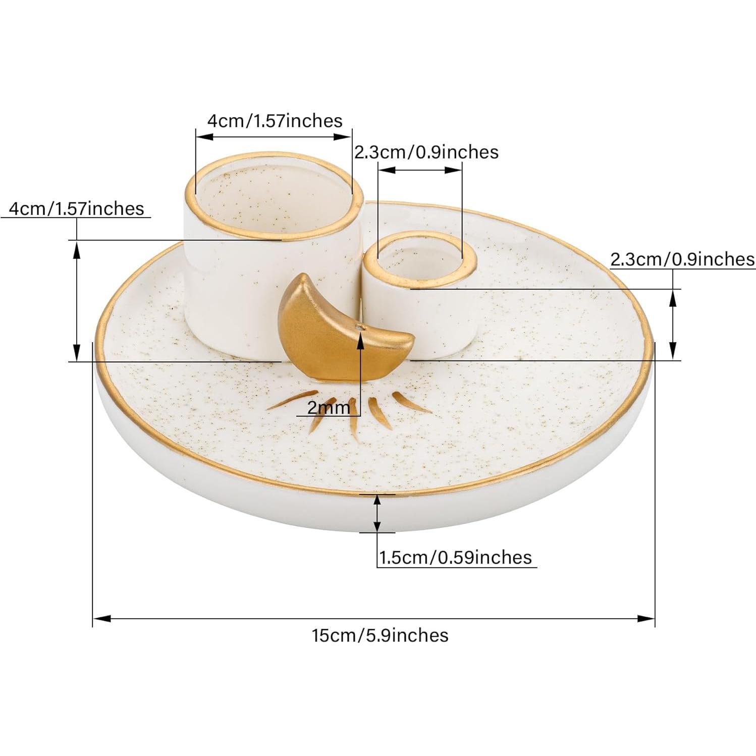 Soporte de Incienso Multifuncional ZenBless - Cerámica Dorada 15 cm