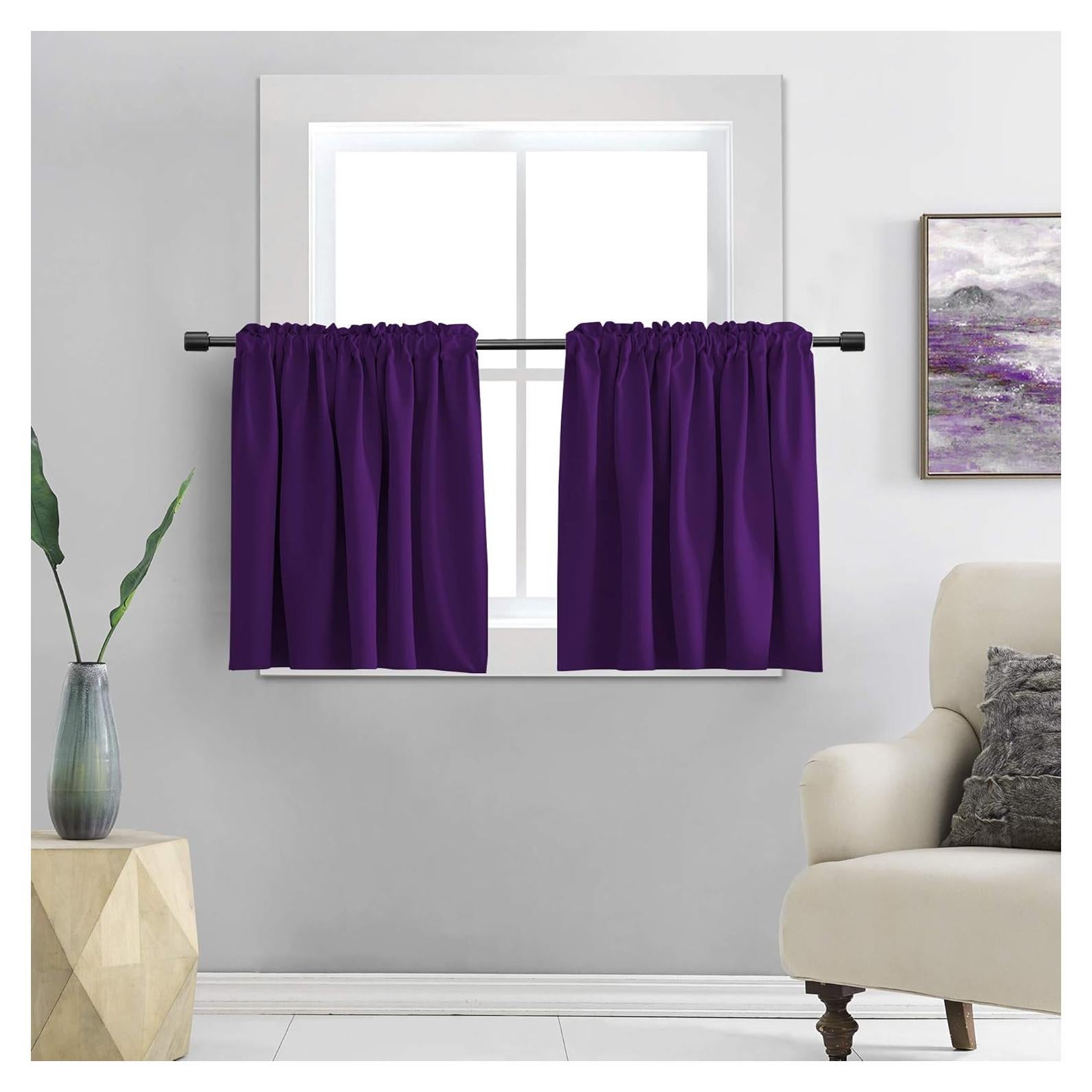 Cortinas Oscurecedoras DONREN 42x24 cm Púrpura Real 2 Paneles