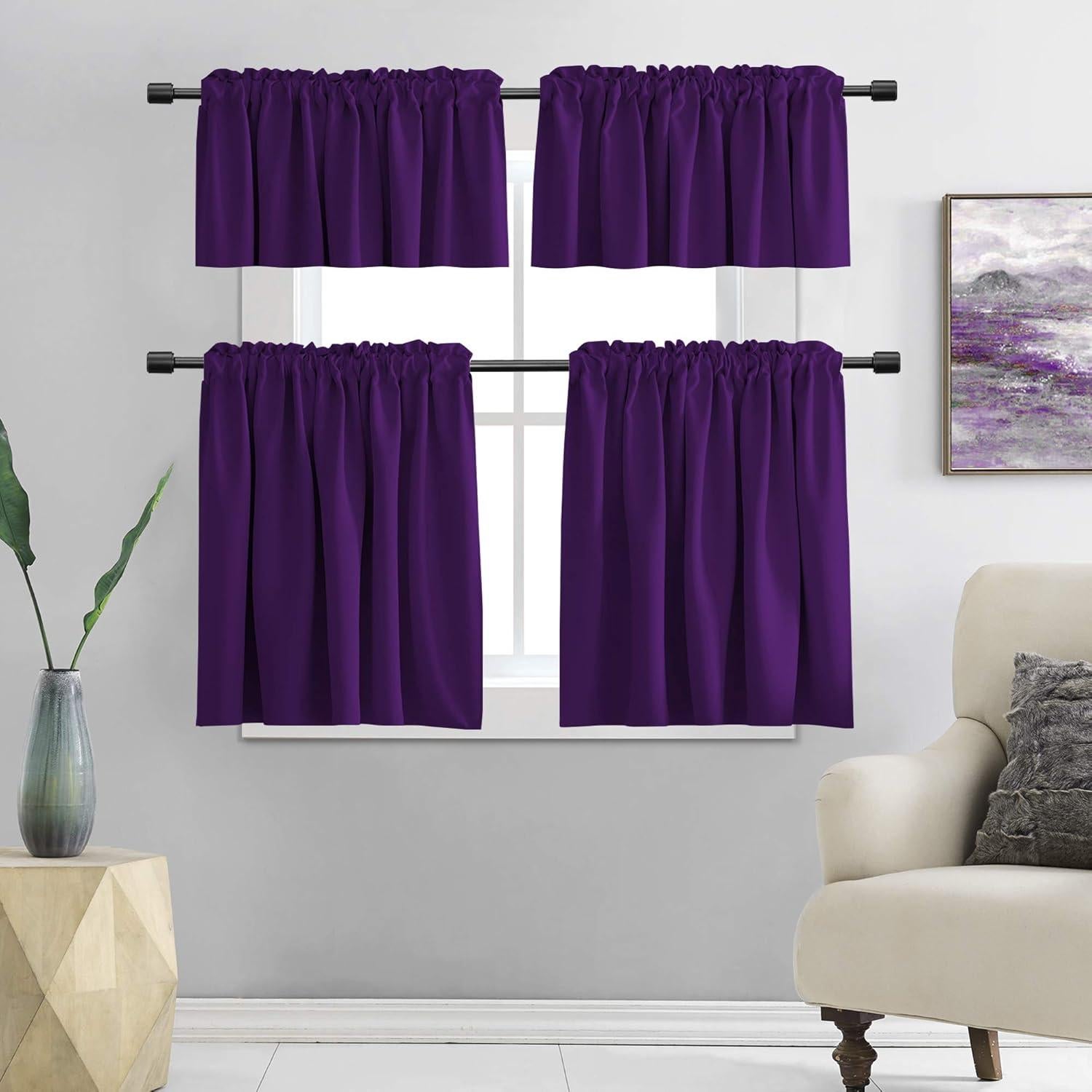 Cortinas Oscurecedoras DONREN 42x24 cm Púrpura Real 2 Paneles