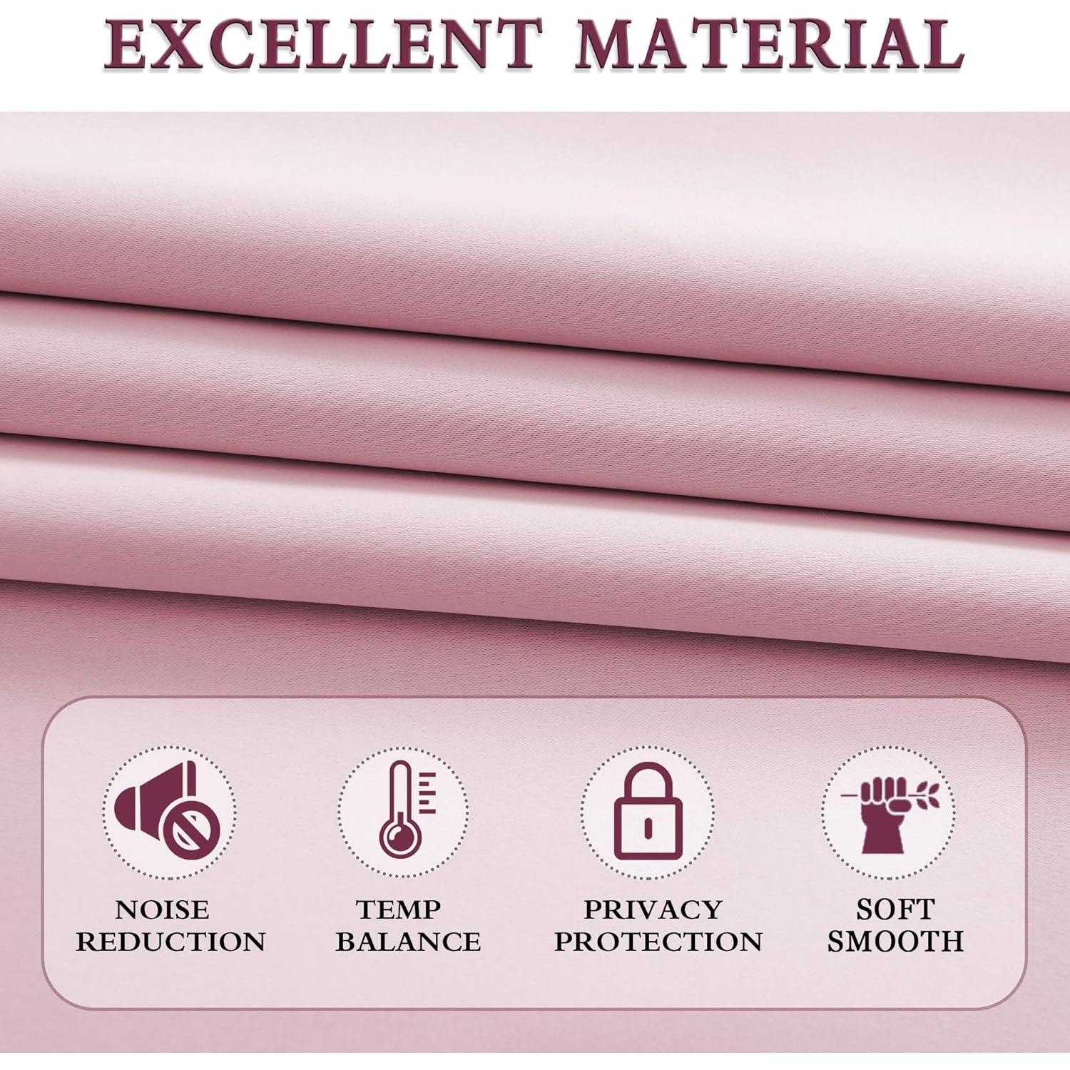 Cortinas Cortas Rosadas DONREN 2 Paneles Opacas 42x76cm