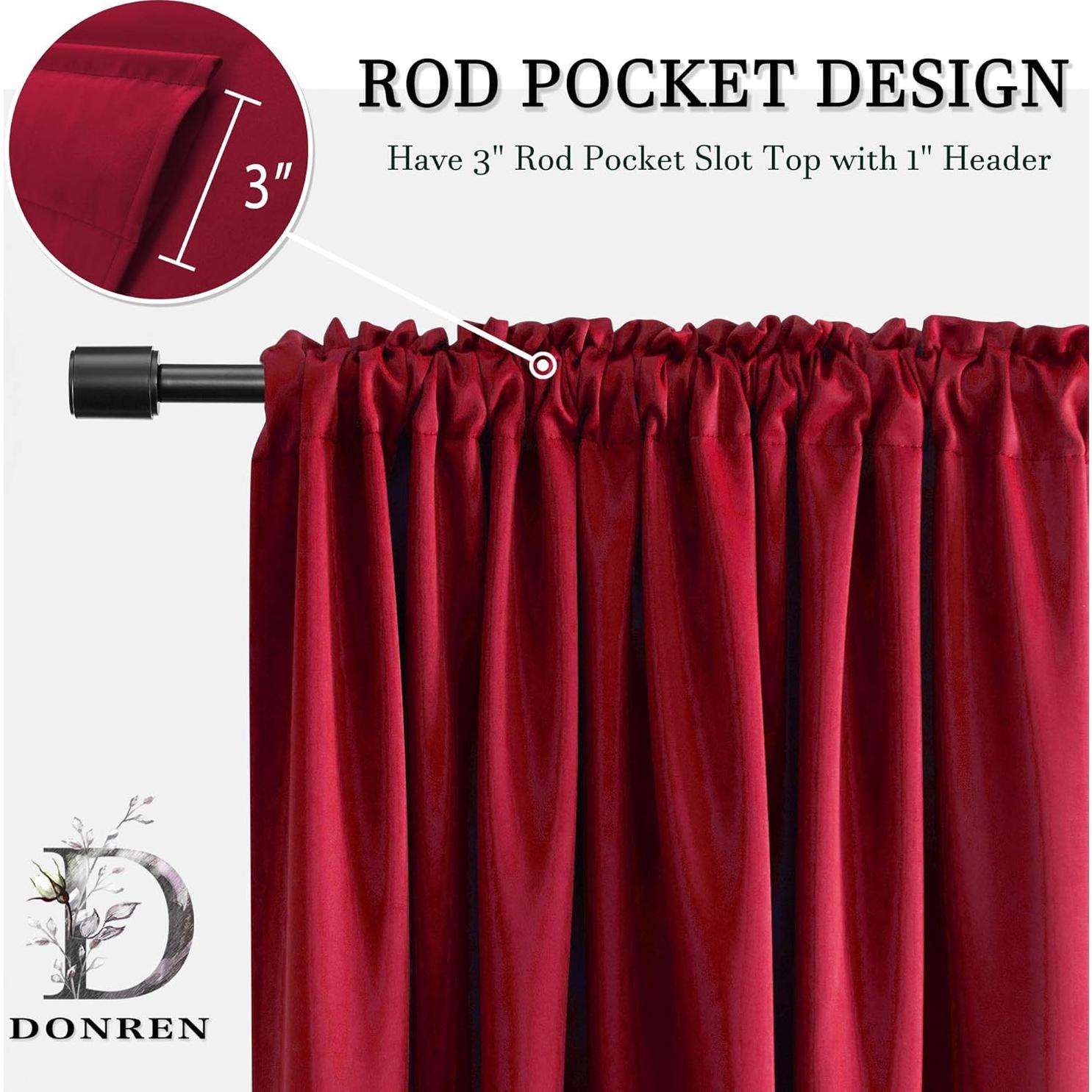 Cortinas Opacas DONREN Rojo 42x24 cm para Ventanas