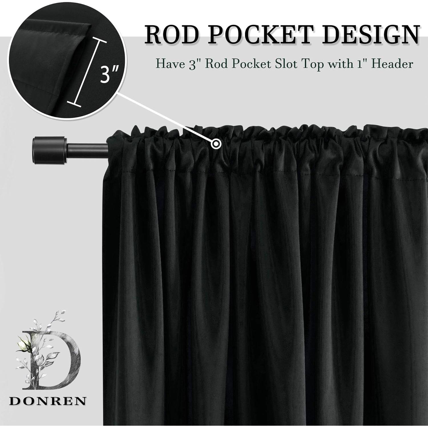 Cortinas DONREN 2 Paneles 42x60 cm Opacas para Baño Negro