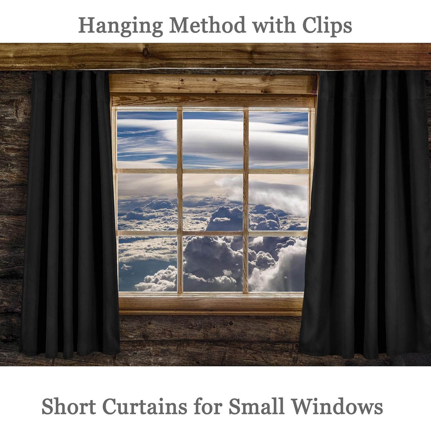 Cortinas DONREN 2 Paneles 42x60 cm Opacas para Baño Negro