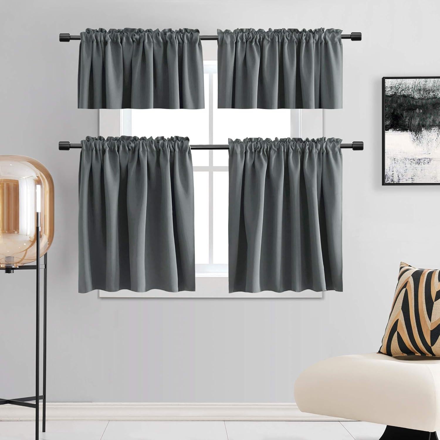 Cortinas Opacas DONREN Grises 2 Paneles 132x91 cm