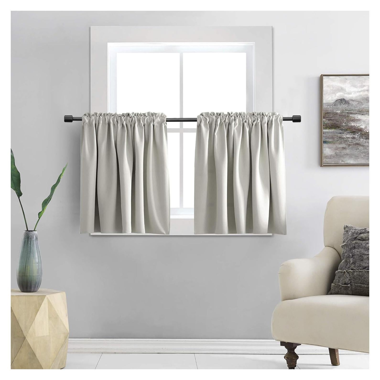 Cortinas Cortas DONREN 42x60 cm Gris Claro 2 Paneles