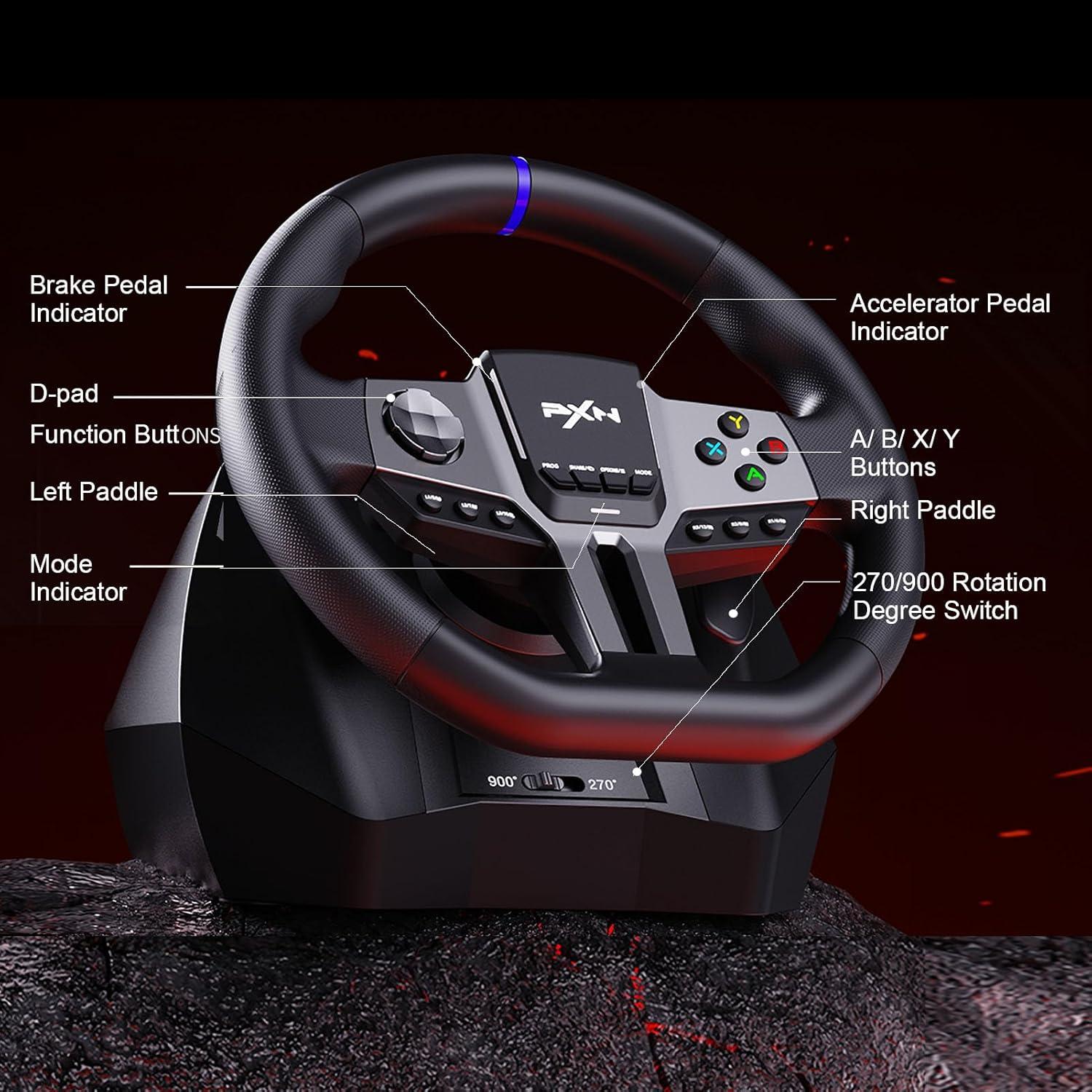 Volante de Carreras PXN V9 GEN2 USB 270/900° con Pedales