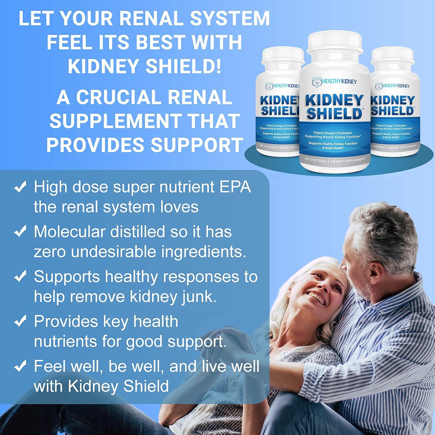 Suplemento Renal Omega 3 Kidney Shield - 120 Cápsulas de EPA DHA