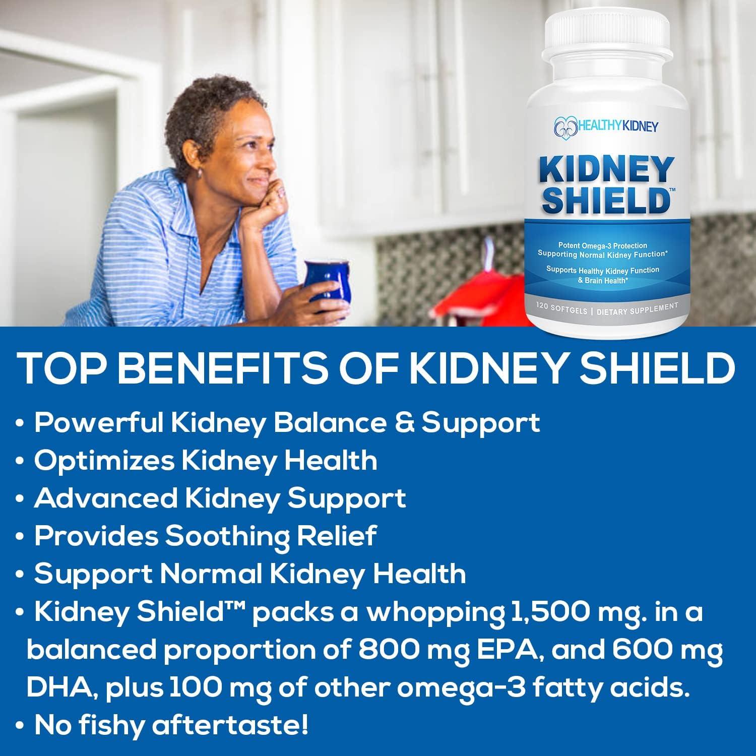 Suplemento Renal Omega 3 Kidney Shield - 120 Cápsulas de EPA DHA