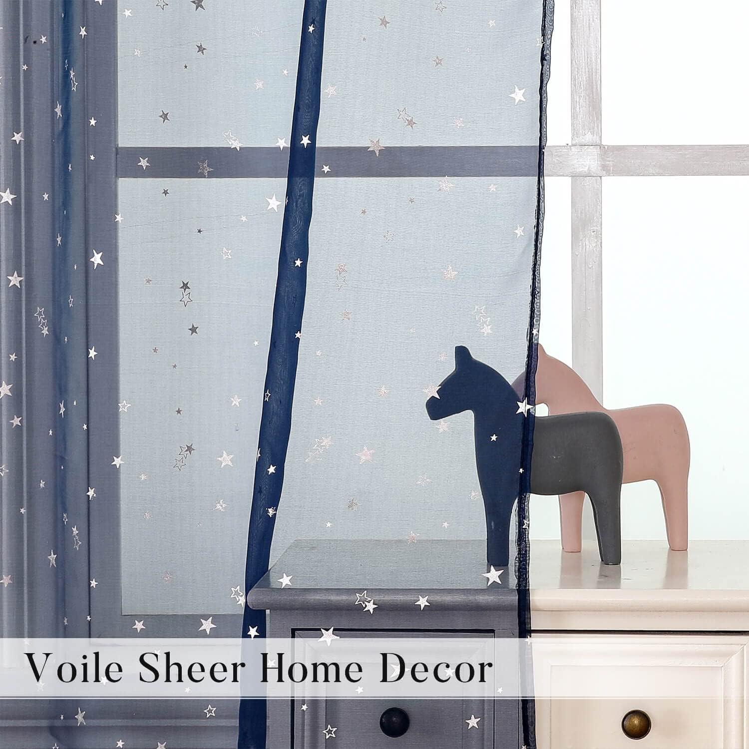 Cortinas Transparentes WUBODTI Estrellas Plateadas 99x269 cm