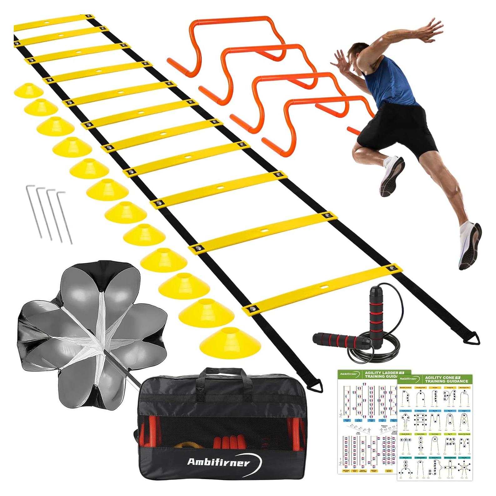 Equipo de Entrenamiento de Agilidad Ambifirner - 6.1m, 12 Conos, 4 Vallas