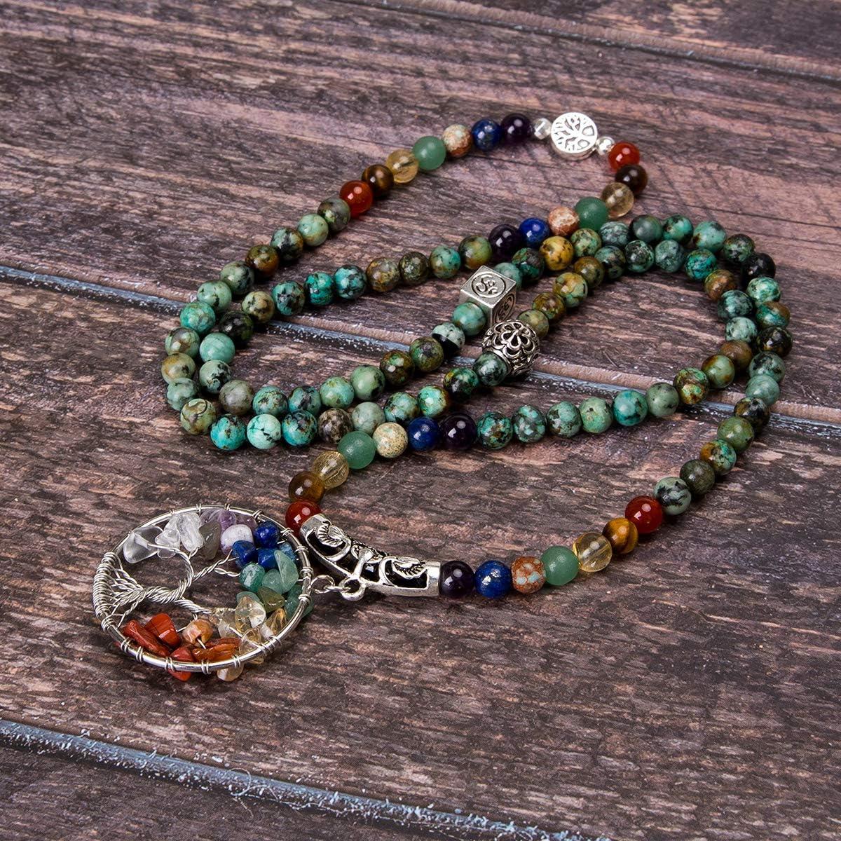 Pulsera Mala Bivei 108 Cuentas Chakra Piedra Turquesa