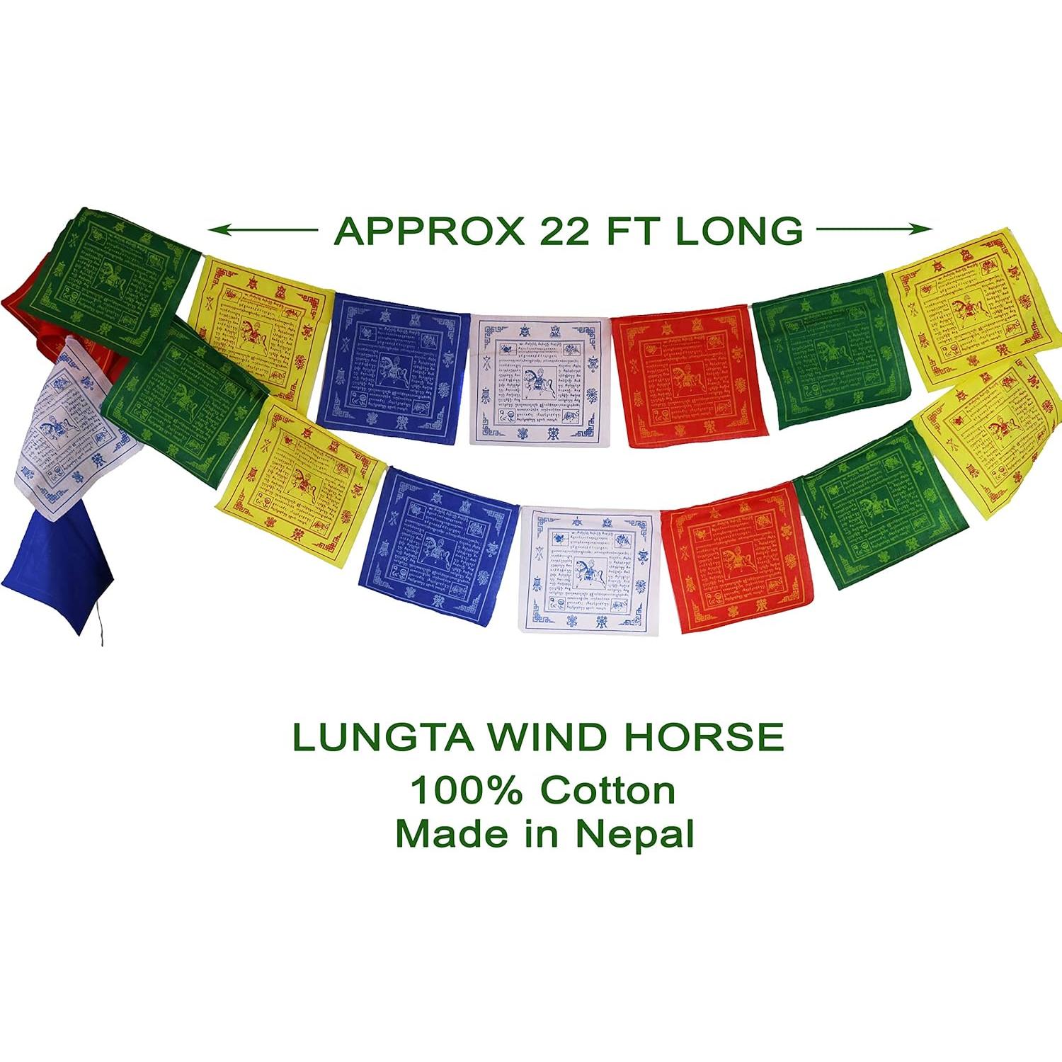 Banderas de Oración Tibetanas Nervana - Algodón Premium 25 Piezas