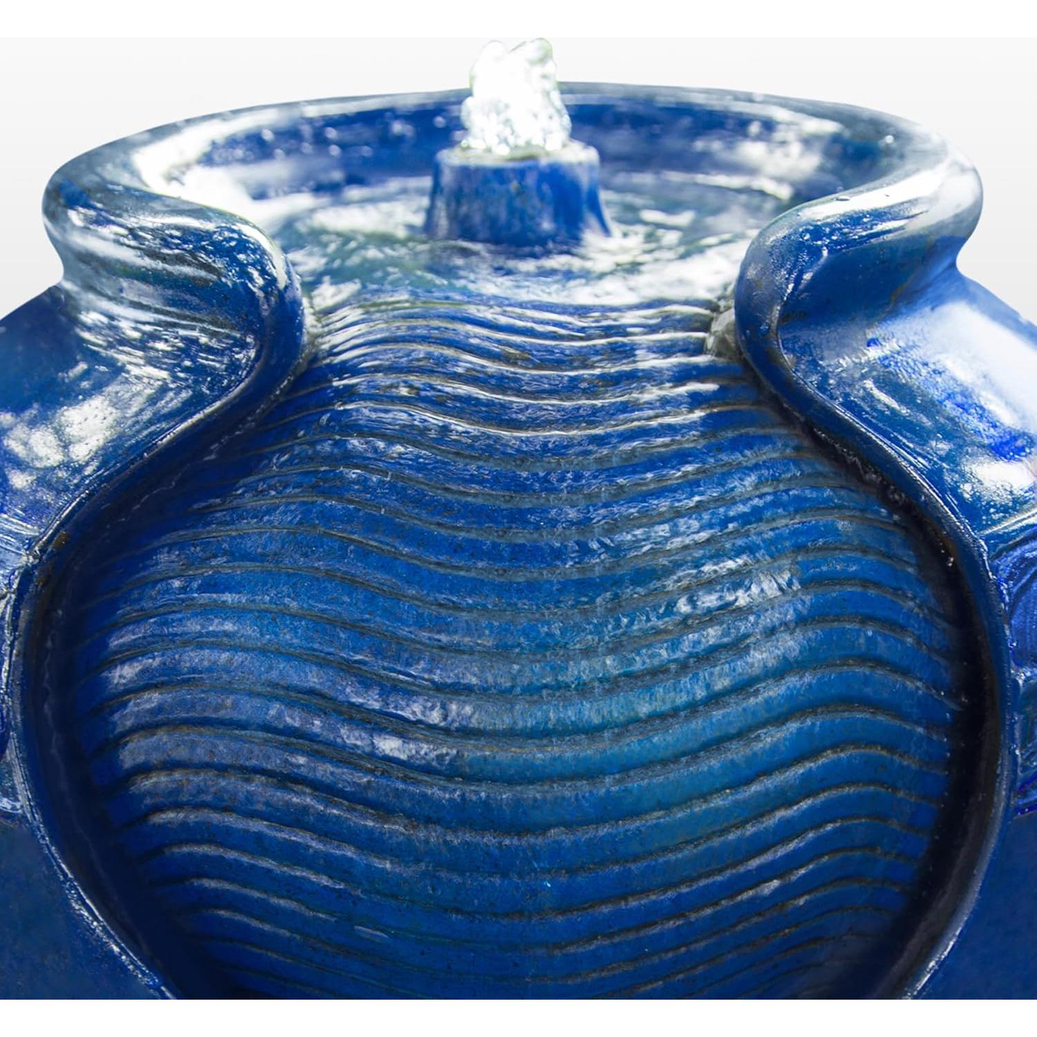 Fuente de Agua de Maceta Esmaltada Teamson Home 43 cm Azul LED