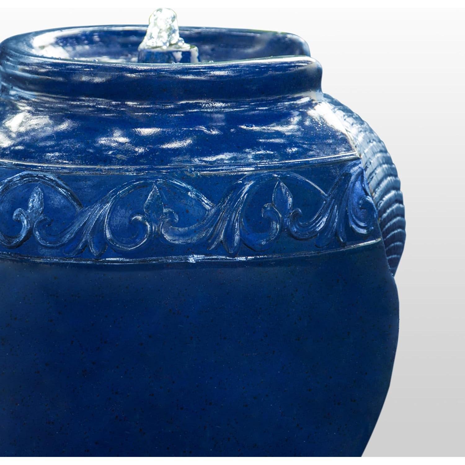 Fuente de Agua de Maceta Esmaltada Teamson Home 43 cm Azul LED