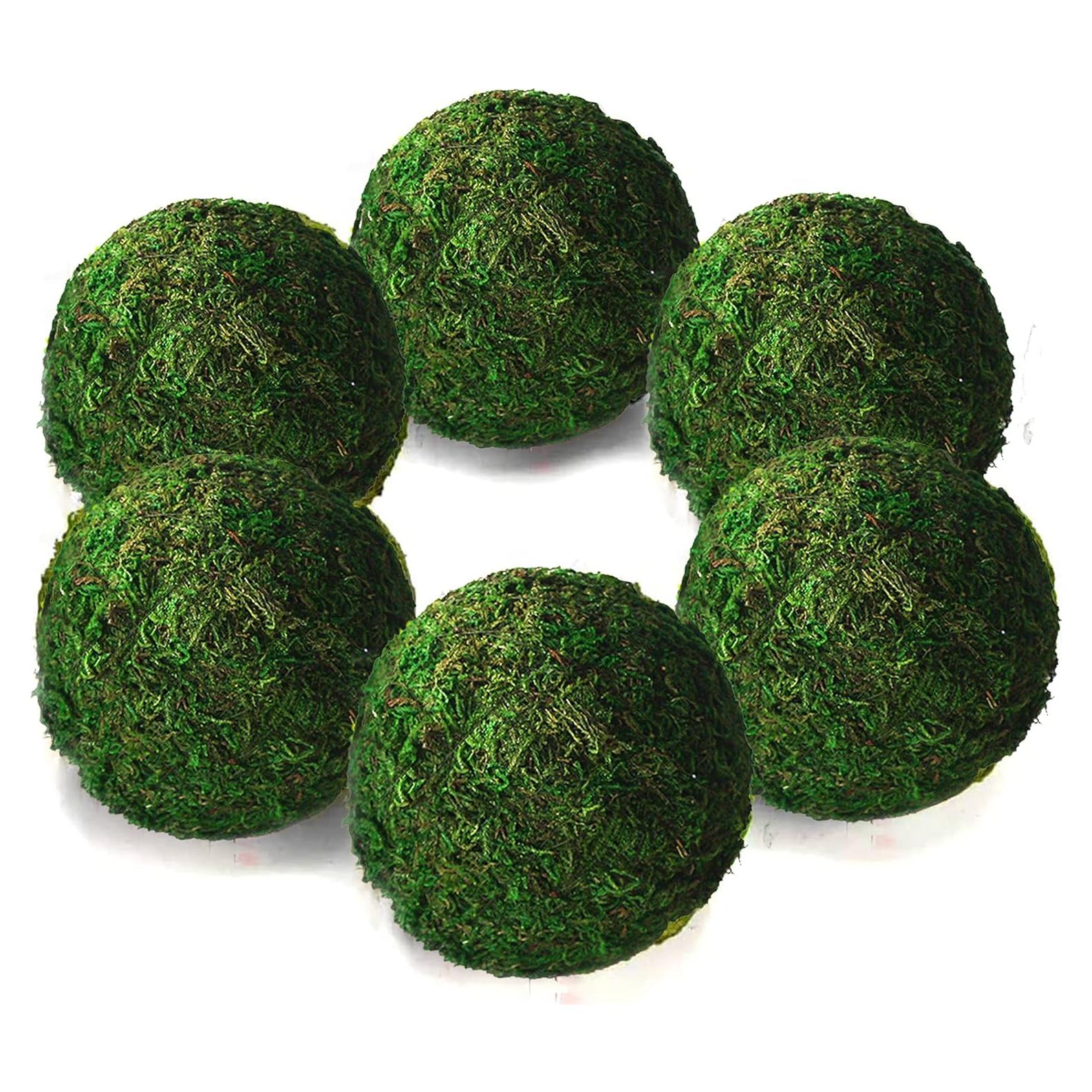 Bolas de Musgo Verde Qingbei Rina - Juego de 6 (10 cm)