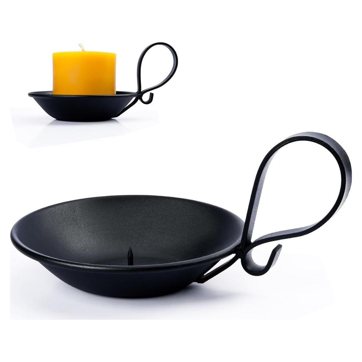 Soporte para Velas de Pilar AGLARY Hierro Negro Mate 11.4cm