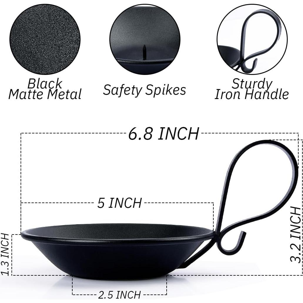 Soporte para Velas de Pilar AGLARY Hierro Negro Mate 11.4cm