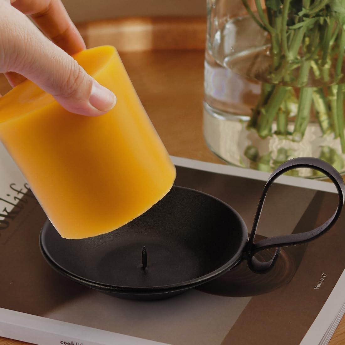 Soporte para Velas de Pilar AGLARY Hierro Negro Mate 11.4cm