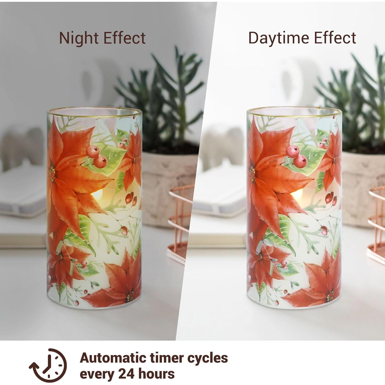 Velas LED Sin Llama Poinsettia GORGE MOMENT 3 Piezas