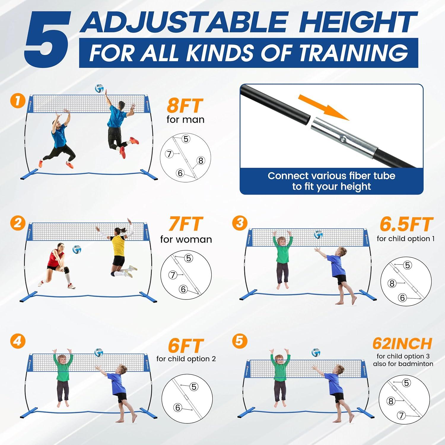 Red de Voleibol Portátil Olybeaka 3.66m Ajustable