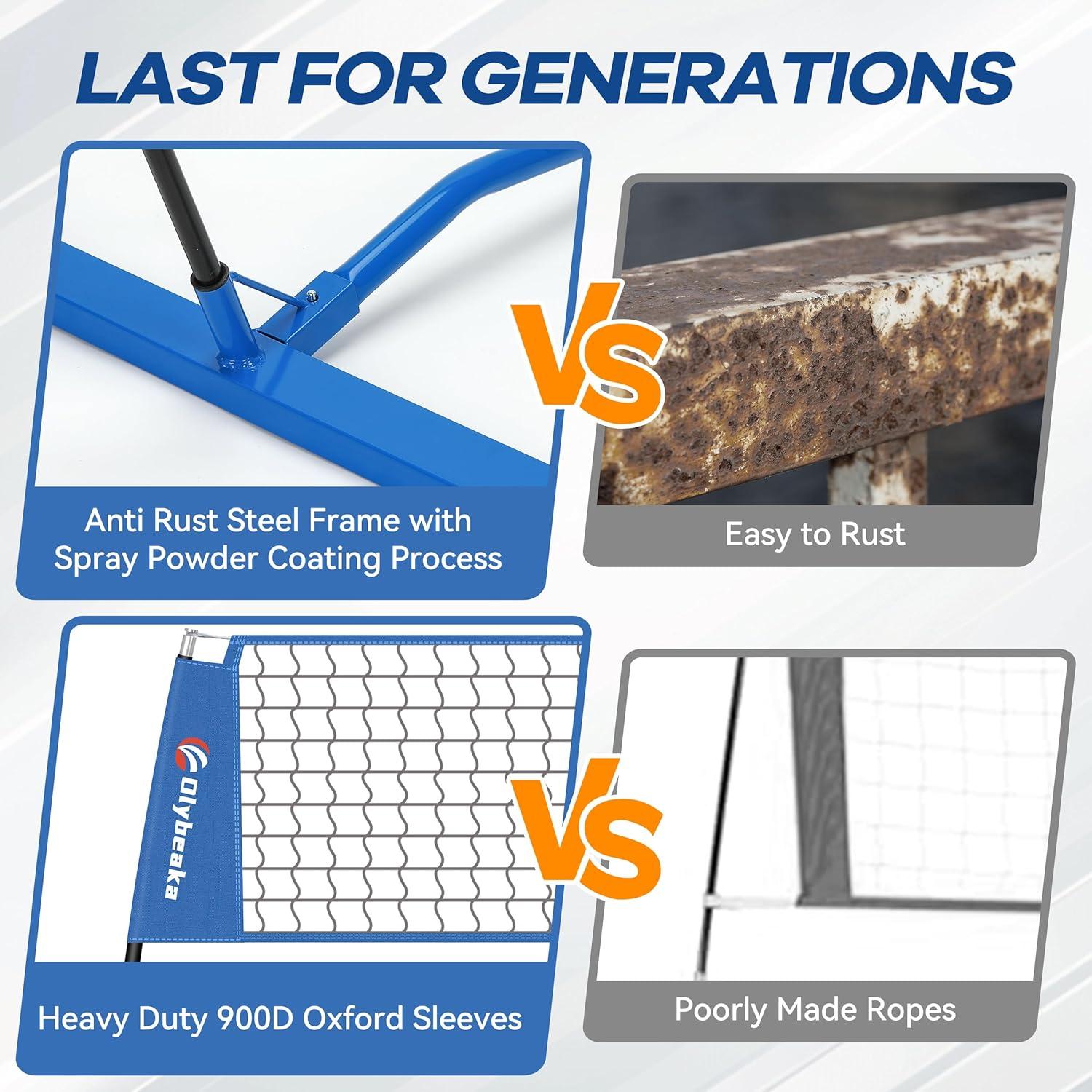 Red de Voleibol Portátil Olybeaka 3.66m Ajustable