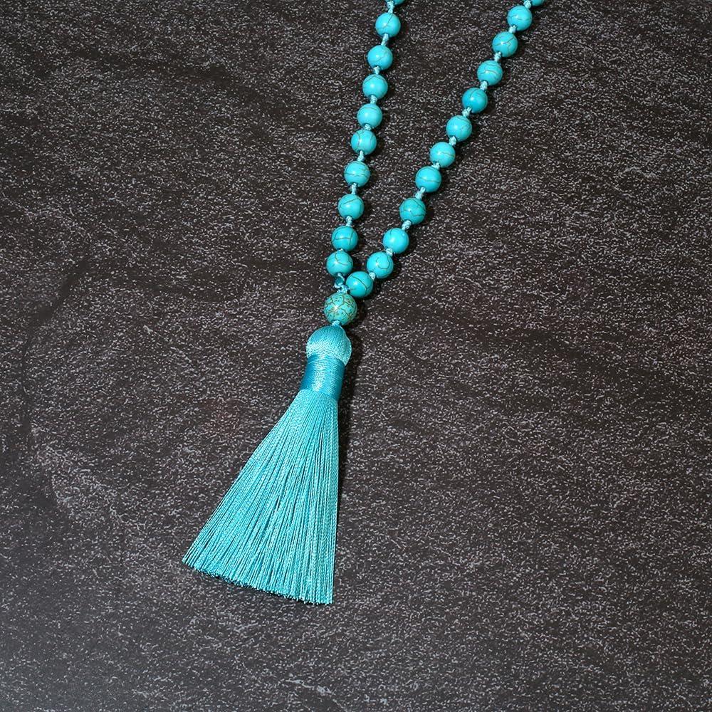 Collar Mala de 108 cuentas de Turquesa Azul natural 8mm
