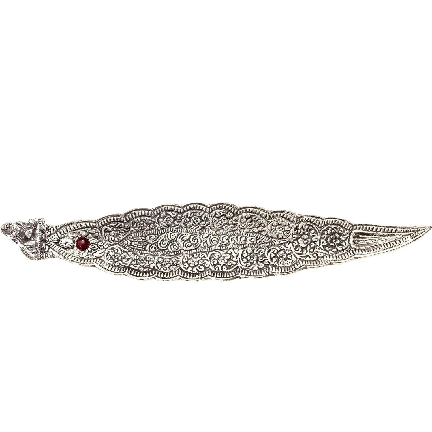 Soporte de Incienso Buda - 33 cm Aluminio Plata Decorativo