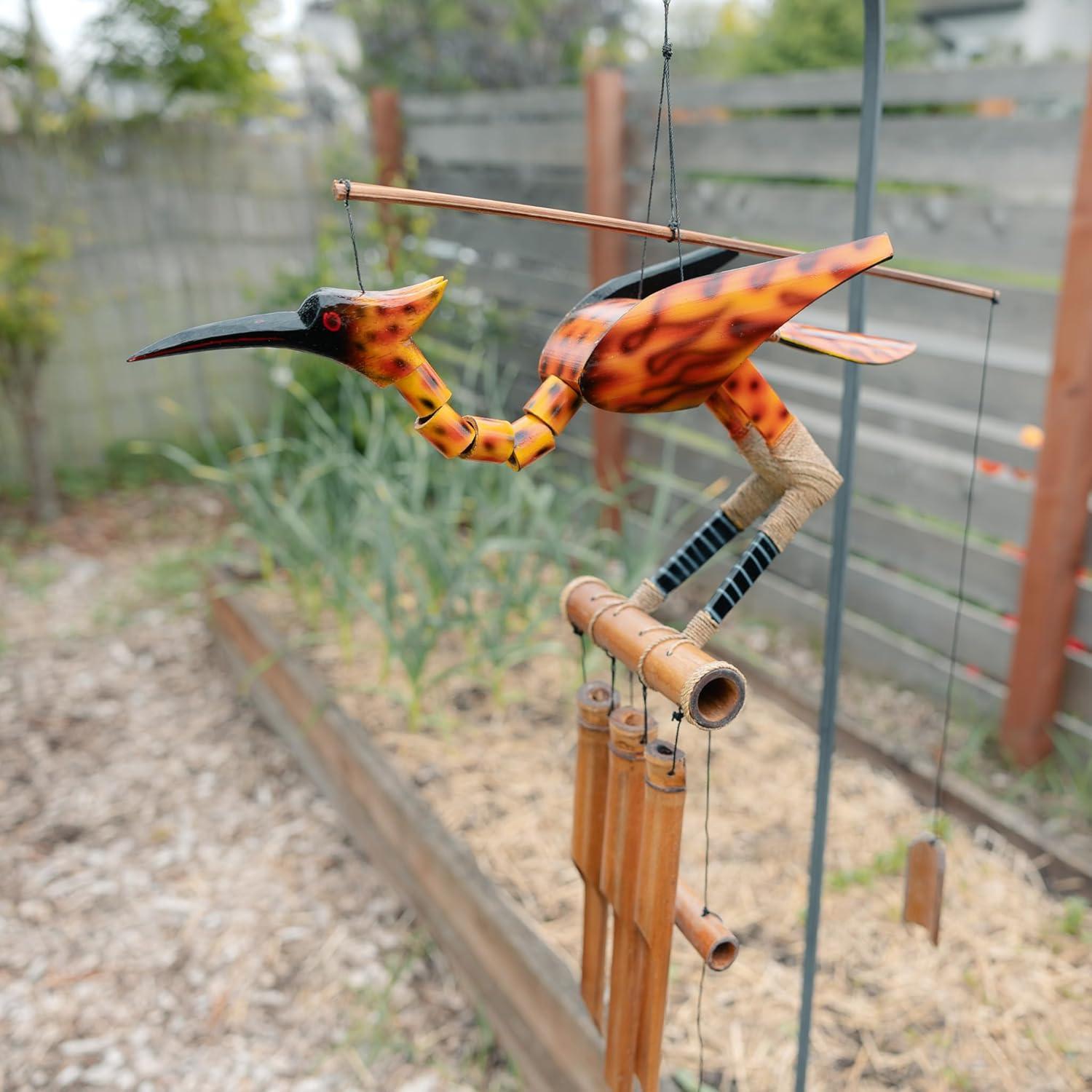 Cascabeles de Bambú Cohasset con Cabeza de Pájaro - 91 cm