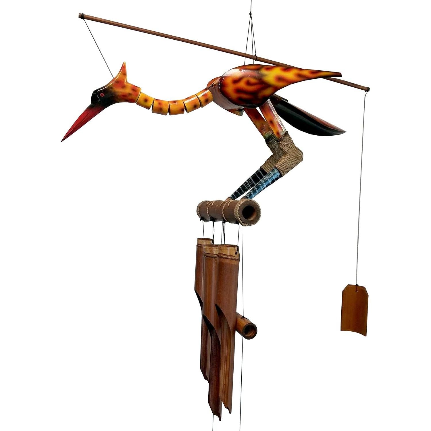 Cascabeles de Bambú Cohasset con Cabeza de Pájaro - 91 cm