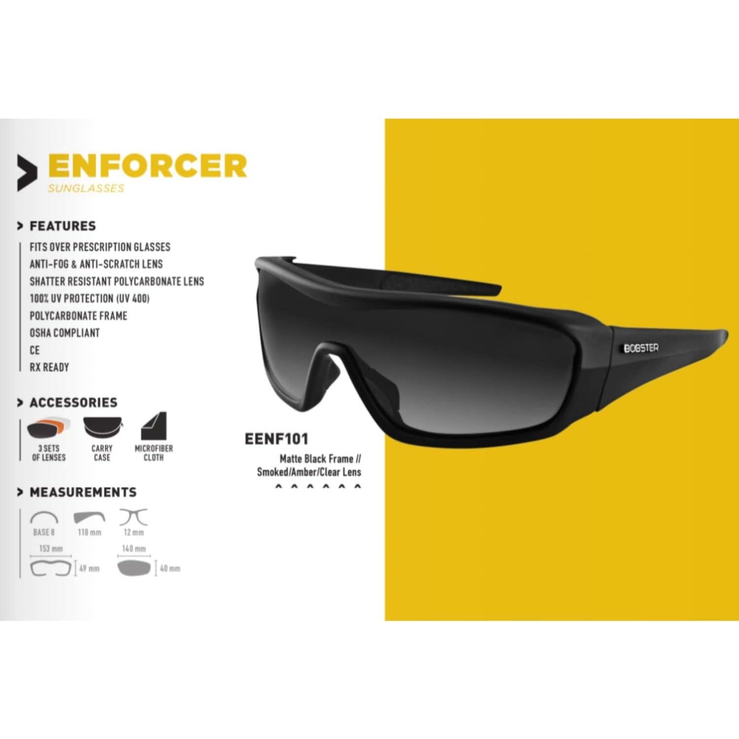 Gafas de Sol Bobster Enforcer Negro Mate con 3 Lentes