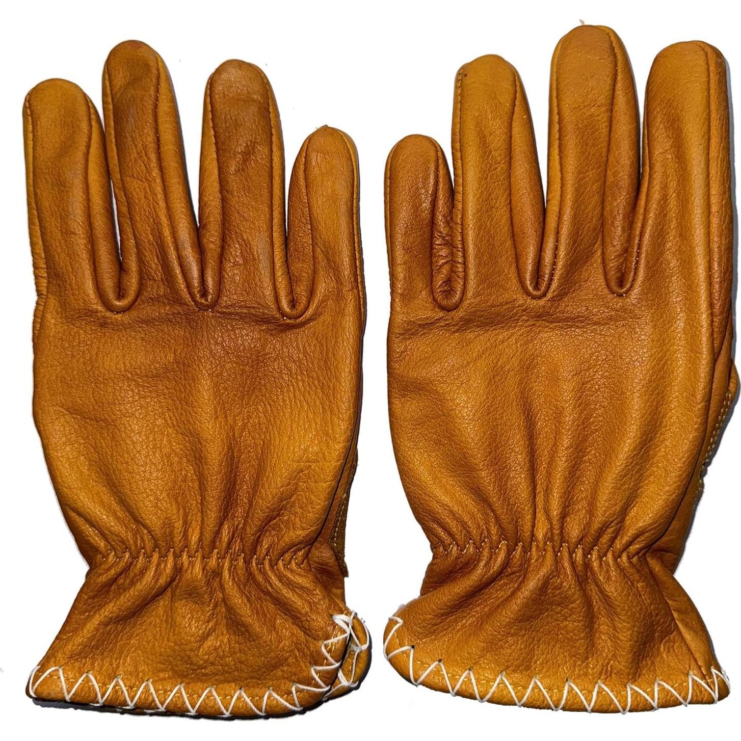Guantes de motocicleta de cuero yak retro hechos a mano - Pequeño caqui