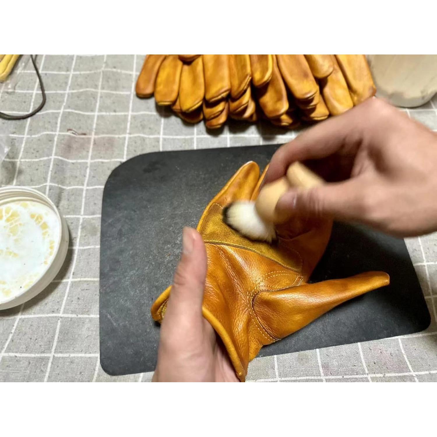 Guantes de motocicleta de cuero yak retro hechos a mano - Pequeño caqui