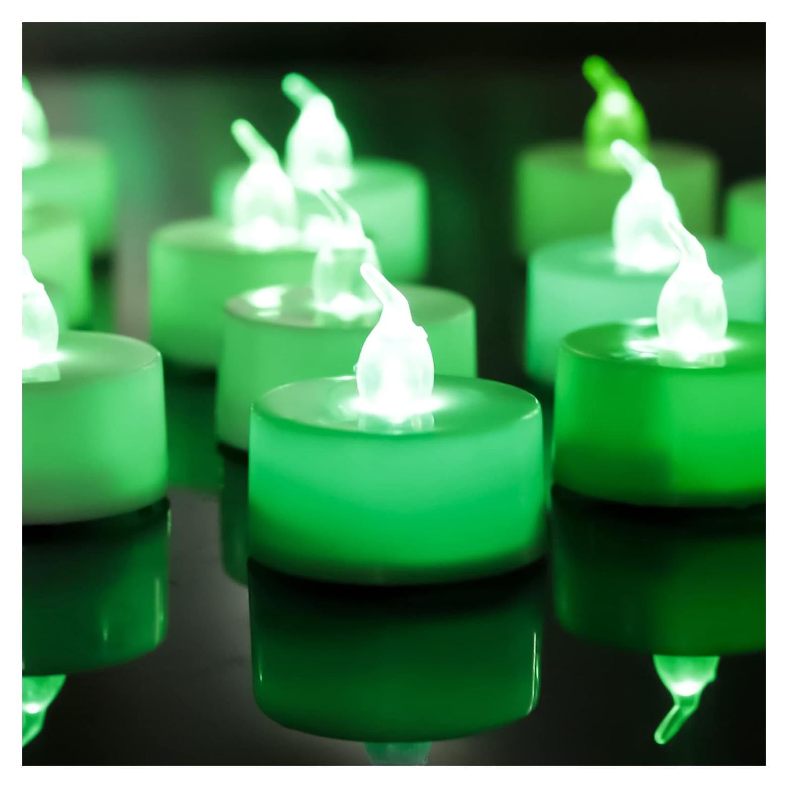 LANKER 24 Velas LED Tealight Sin Llama Verde para Decoración