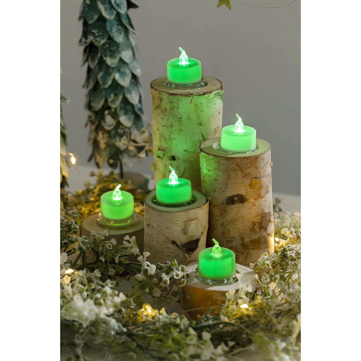 LANKER 24 Velas LED Tealight Sin Llama Verde para Decoración