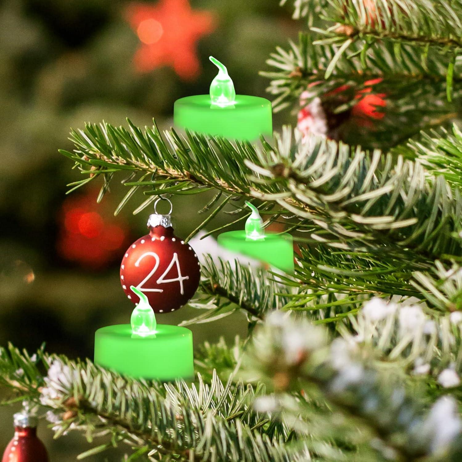 LANKER 24 Velas LED Tealight Sin Llama Verde para Decoración